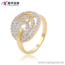 Xuping Charm Einfache Stretch gerillte Modeschmuck Ring mit Zwei-Stein 13675